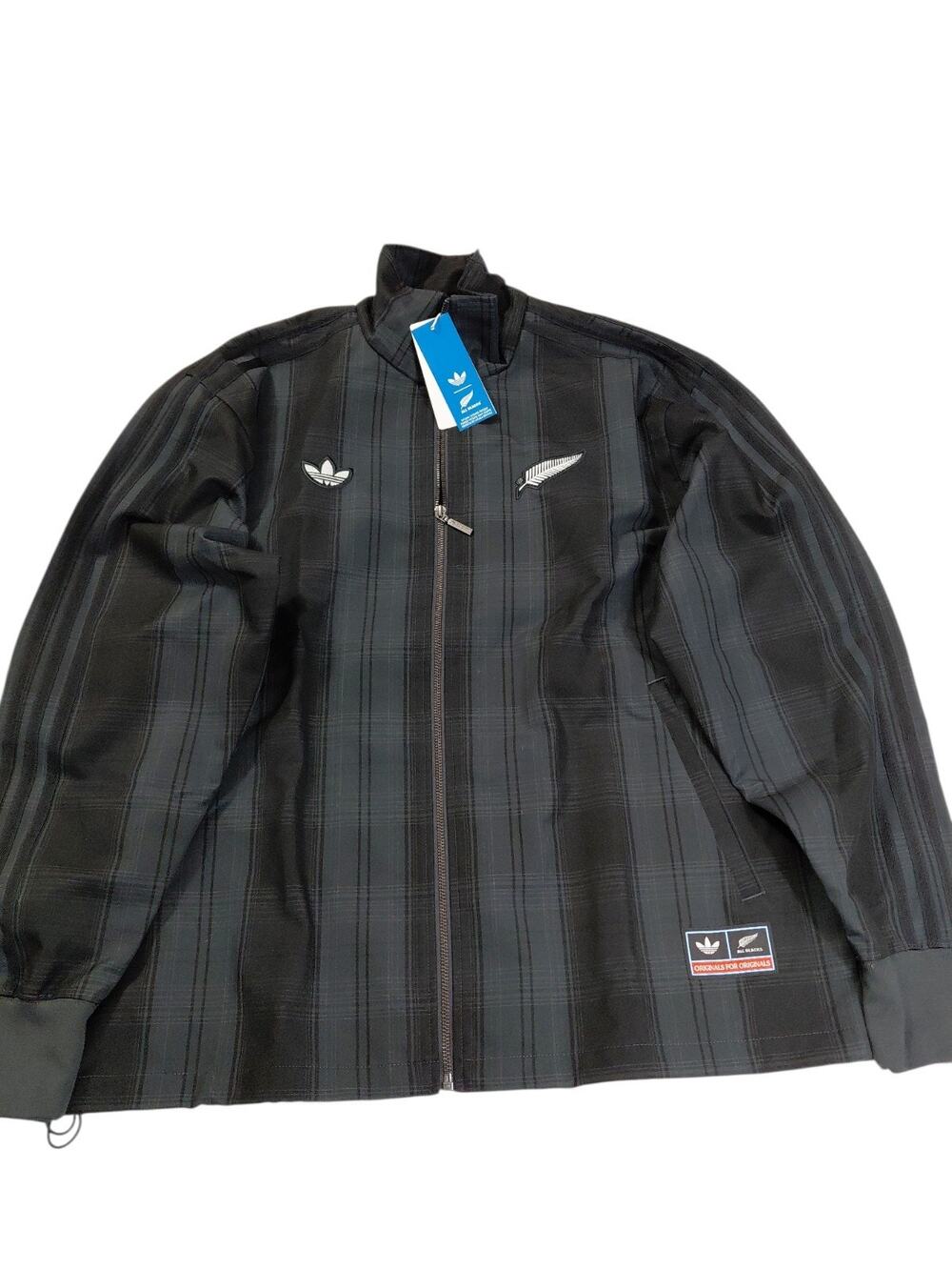 Adidas All Blacks Plaid Woven Firebird Track Jacket Carbon Men's Size Medium